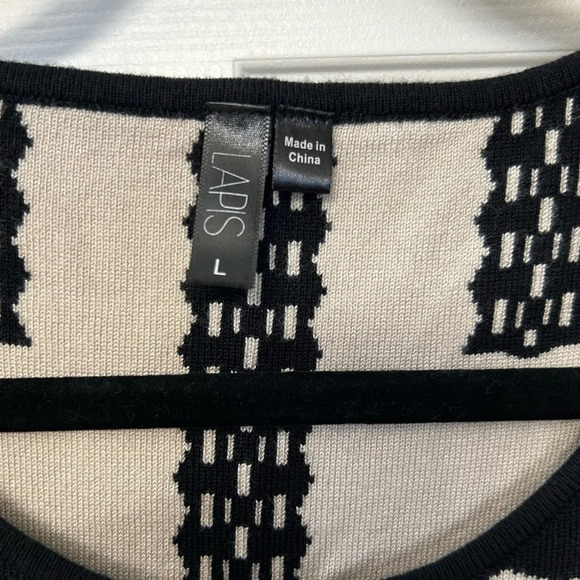 LAPIS Black/Tan Geometric Print Knit Pullover Sweater Dress Size Large - Picture 4 of 6